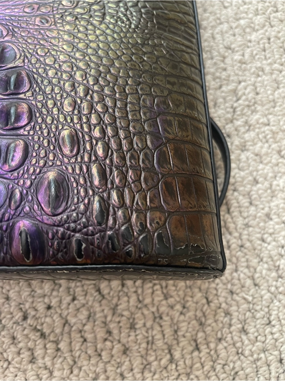 Brahmin Iridescent Croc-Embossed Crossbody in Purple, Blue, Green - Picture 4 of 5